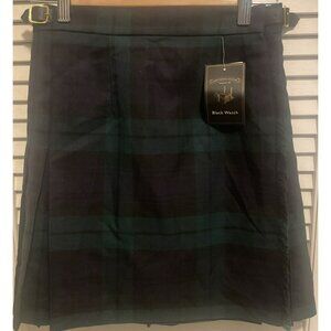 James Pringle Weavers Skirt Blue Size 10 Kilt Tartan Check Green Blue Wool